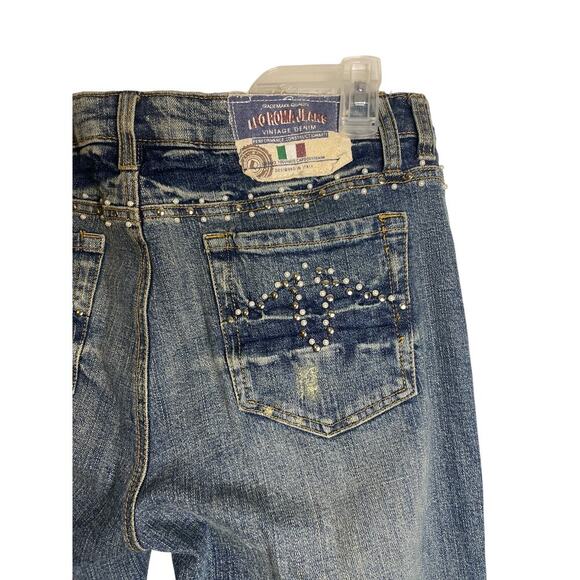 Y2K Leo Roma Low Rise Distressed Studded Juniors Capri Jeans Women's Size 11 - Picture 4 of 5